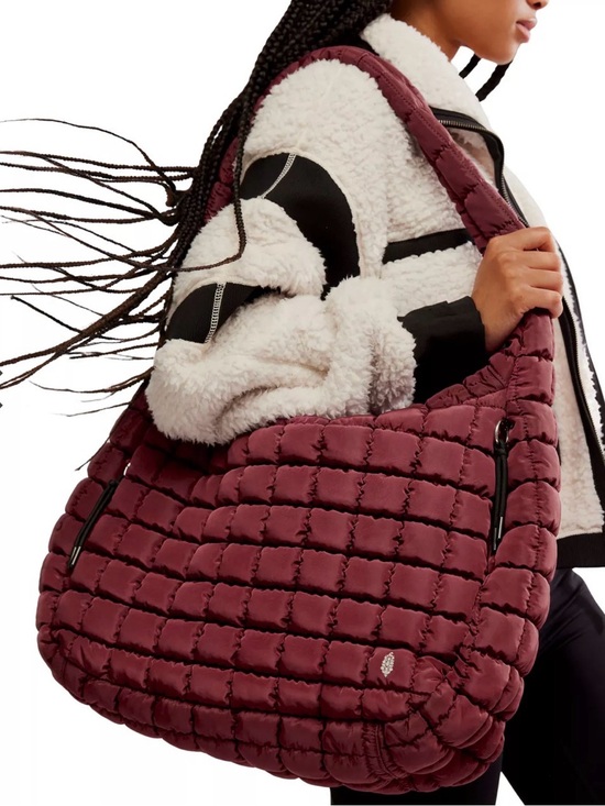 FP Movement by Free People Handbags - FP Movement by Free People Large Quilted Deep Mulberry Carryall Bag NWT